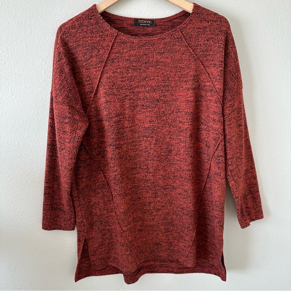 Renee C Burnt/Rustic Orange/Red Cozy 3/4 Sleeve Top Size Medium - Picture 2 of 11